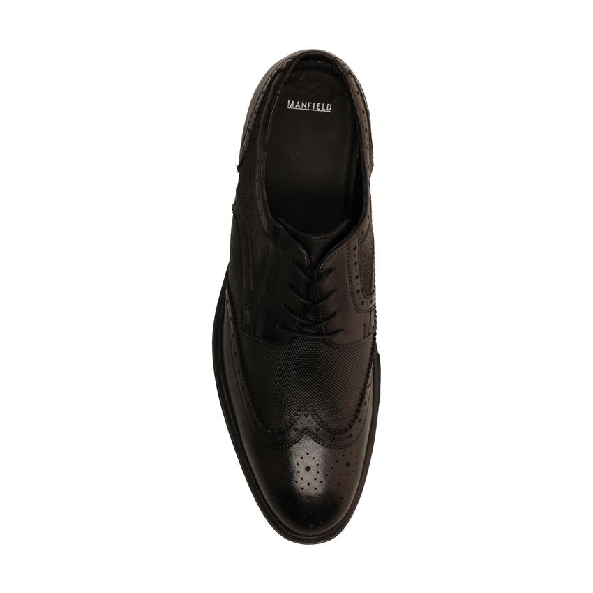 Schwarze Lederschnürschuhe