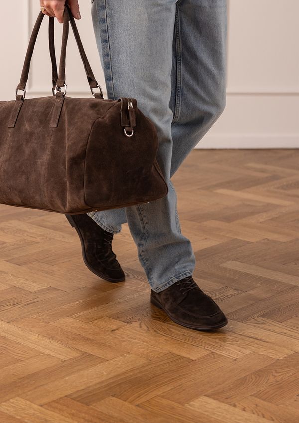 Dunkelbraune Veloursleder-Schnürschuhe