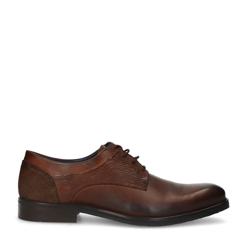 Cognac leren veterschoenen