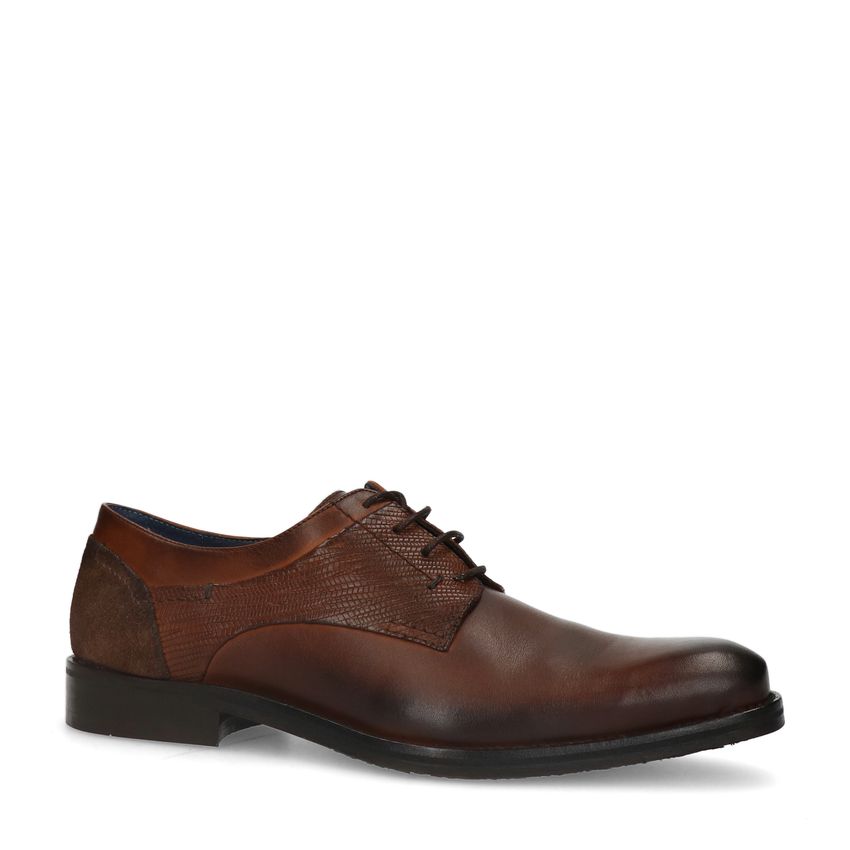 Cognac leren veterschoenen