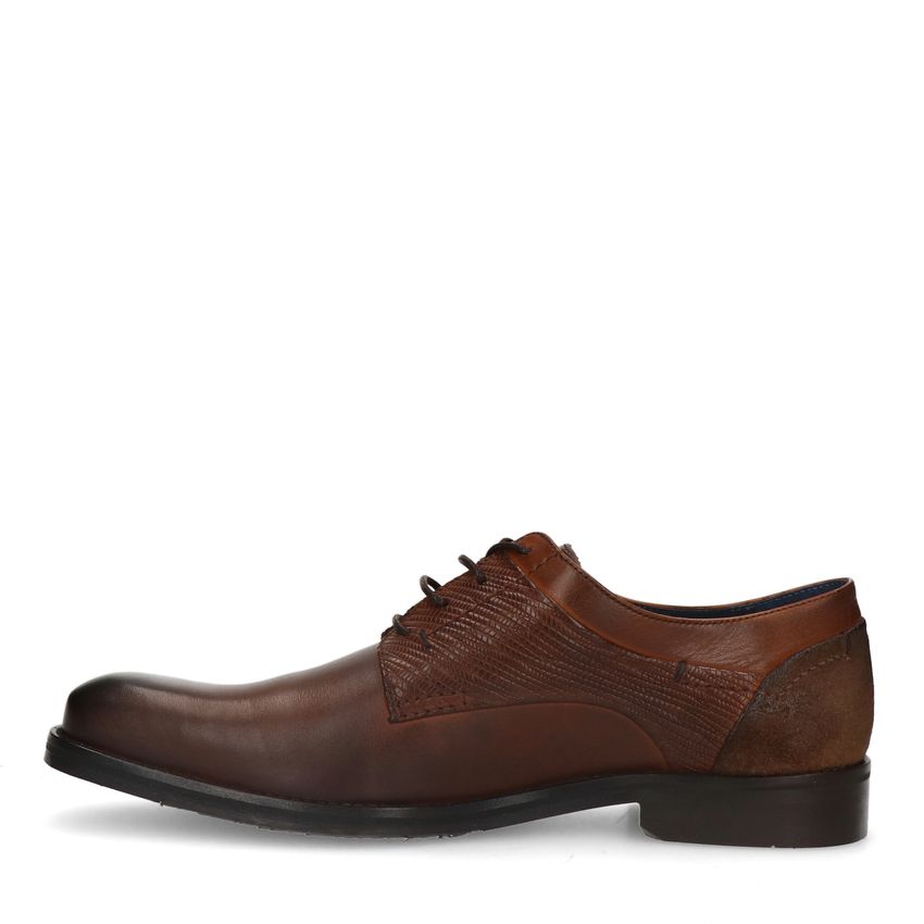 Cognac leren veterschoenen