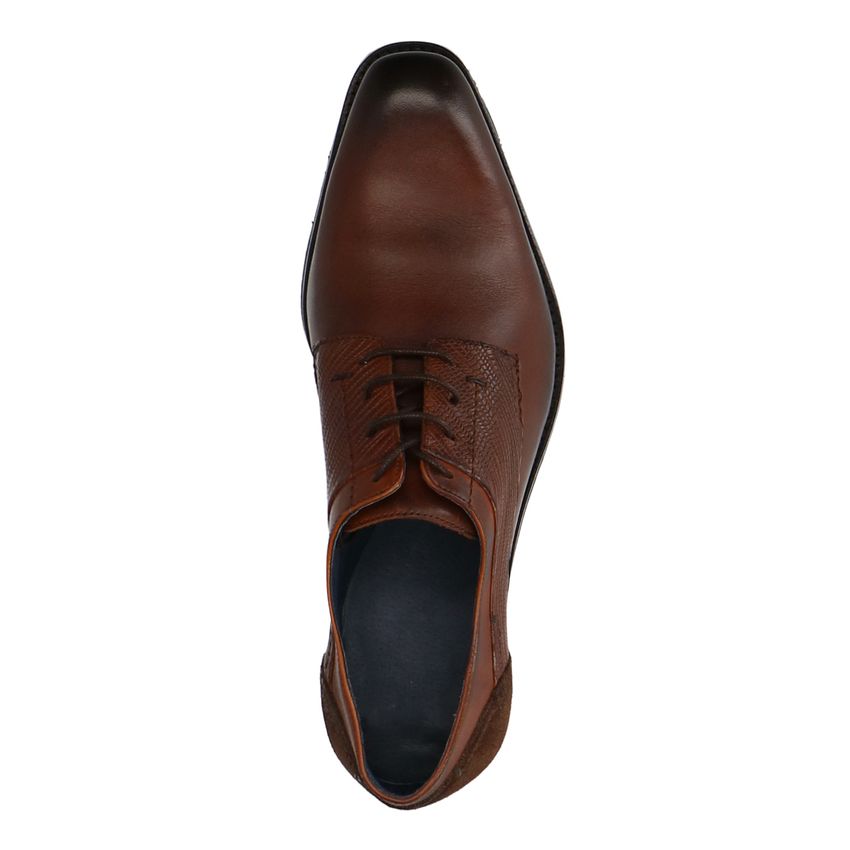 Cognac leren veterschoenen