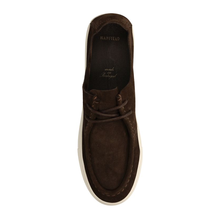 Donkerbruine suède veterschoenen