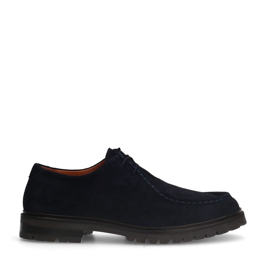 Donkerblauwe suède veterschoenen