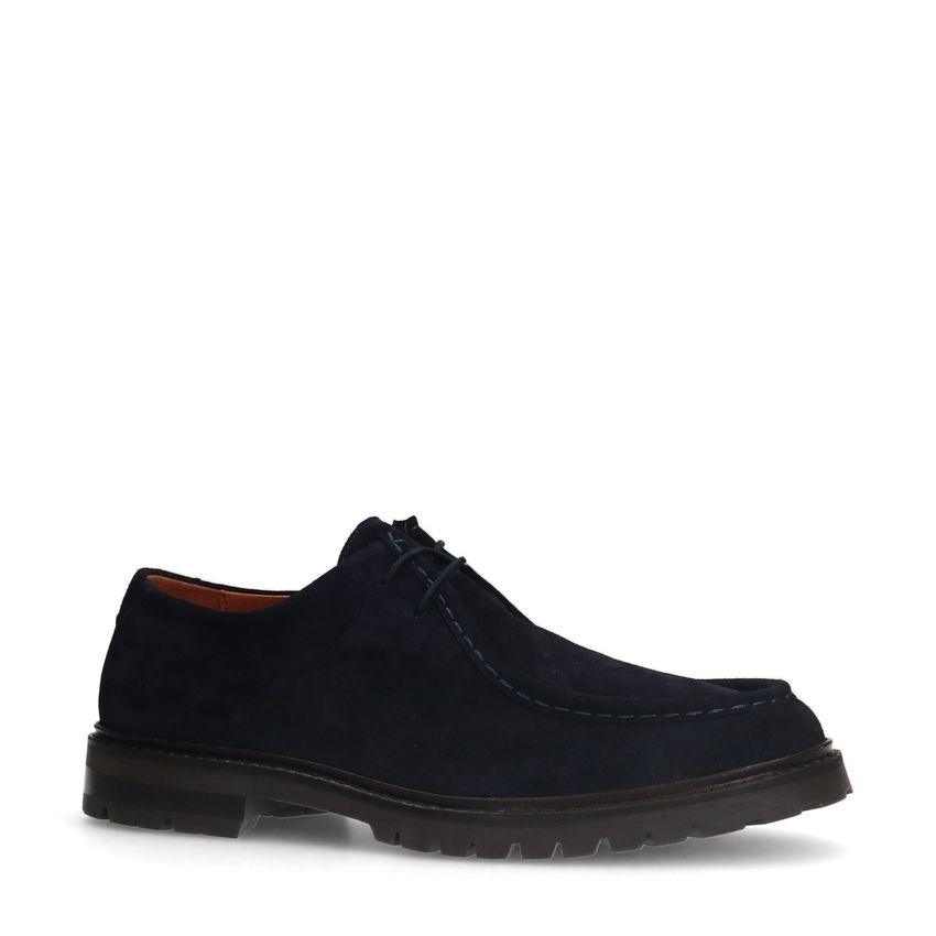Donkerblauwe suède veterschoenen