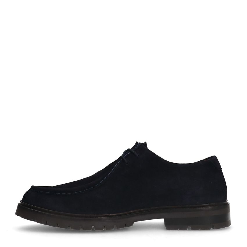 Donkerblauwe suède veterschoenen