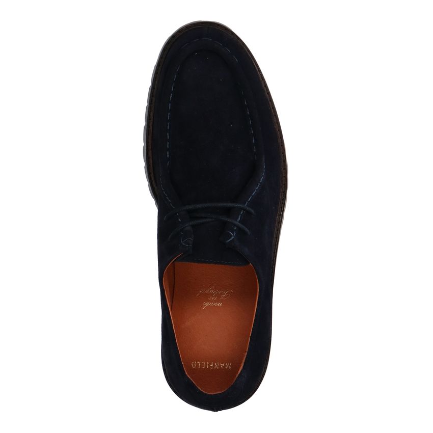 Donkerblauwe suède veterschoenen