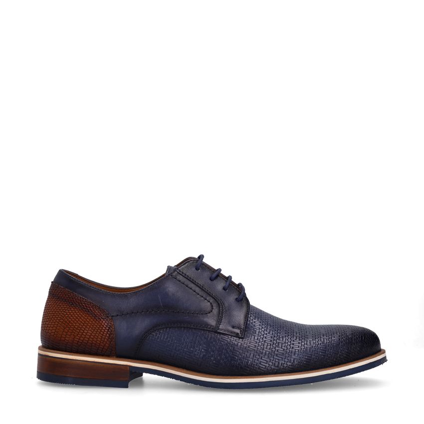 Marineblaue Lederschnürschuhe