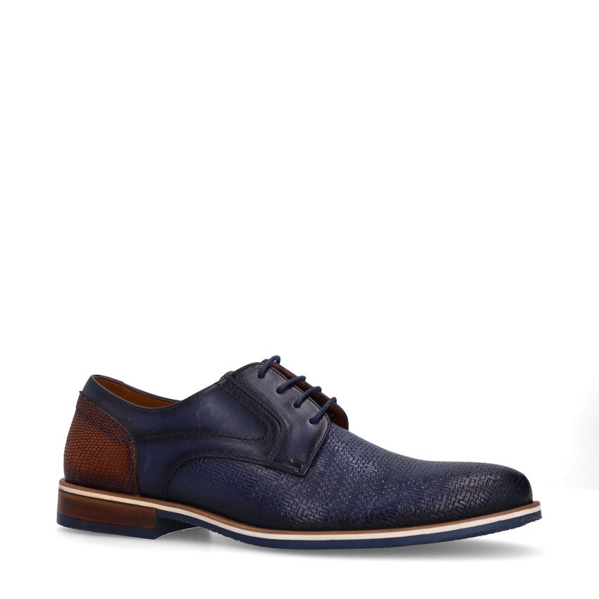 Marineblaue Lederschnürschuhe