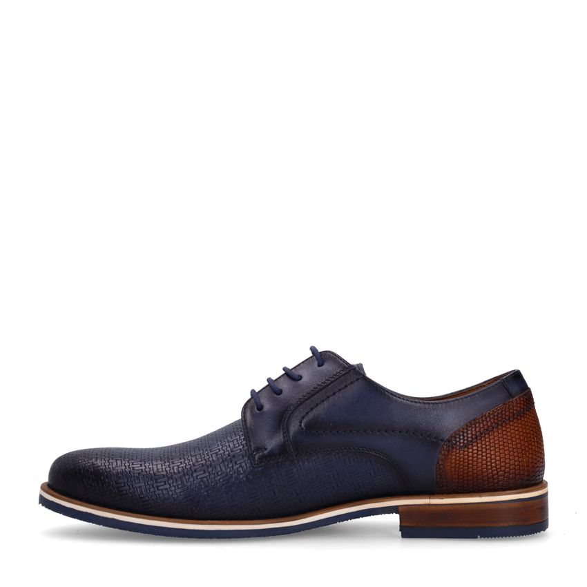 Marineblaue Lederschnürschuhe