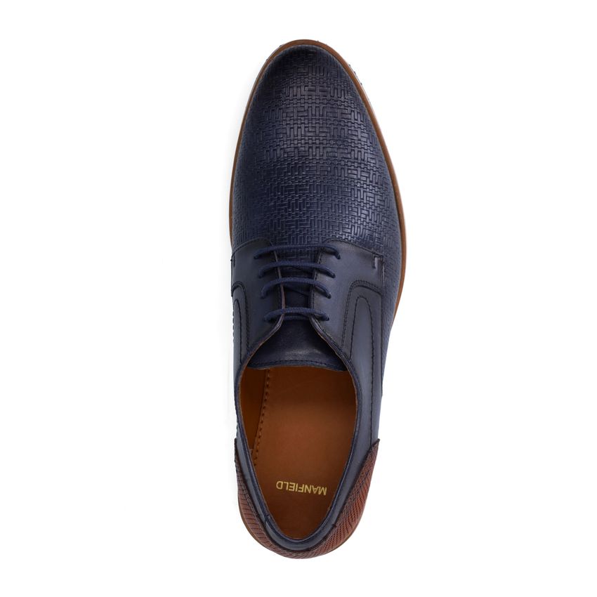 Marineblaue Lederschnürschuhe
