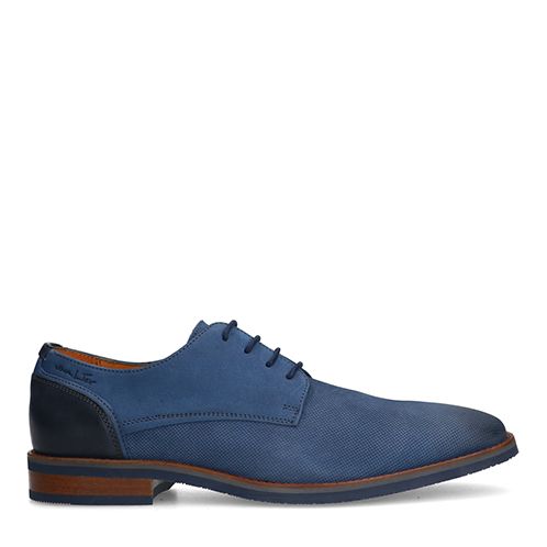 Blauwe nubuck veterschoenen