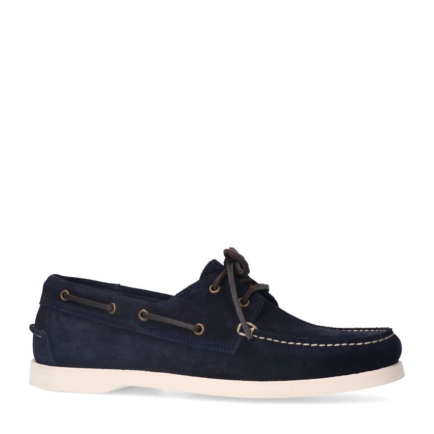 Donkerblauwe suède bootschoenen