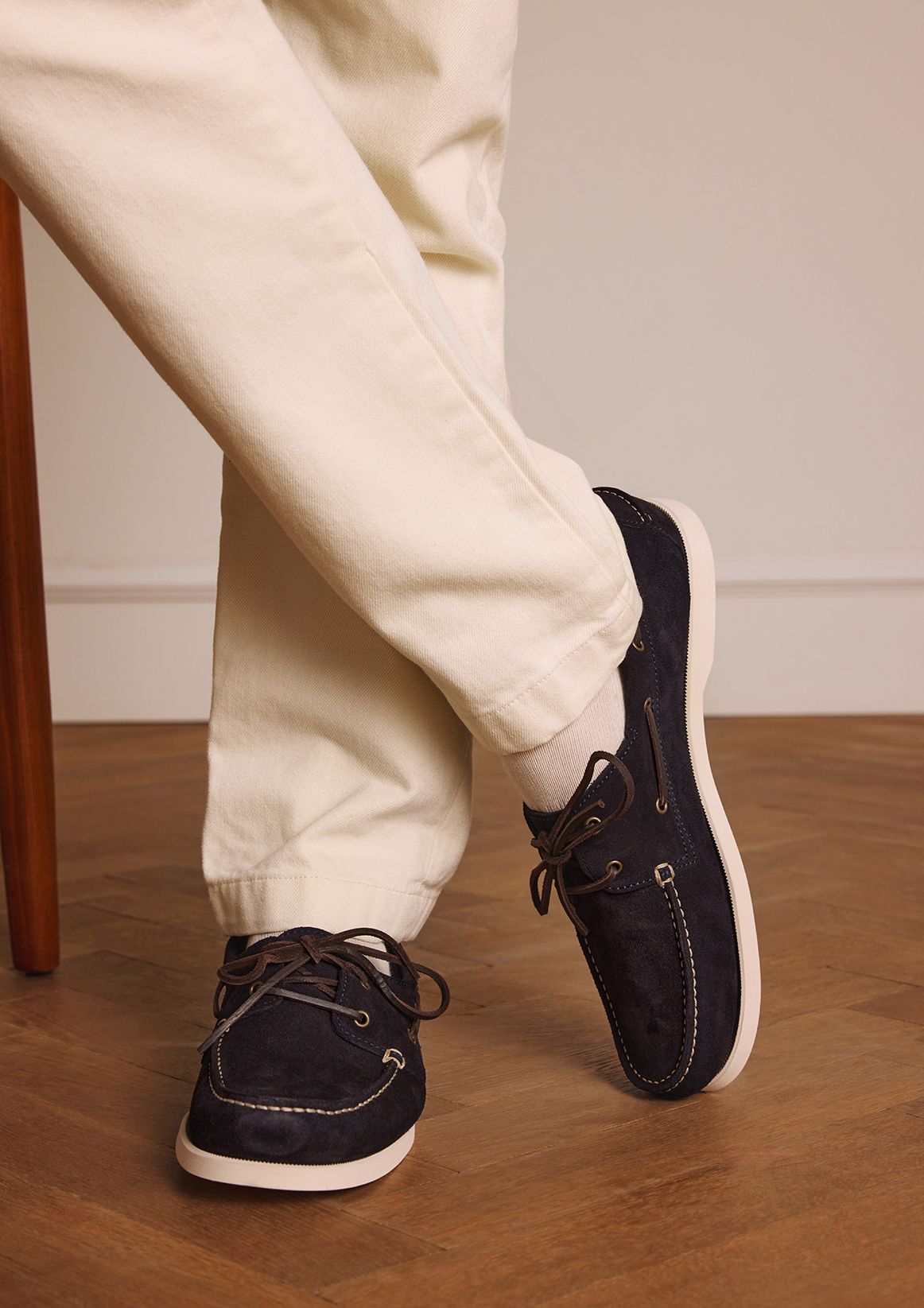 Marineblaue Veloursleder-Boat shoes