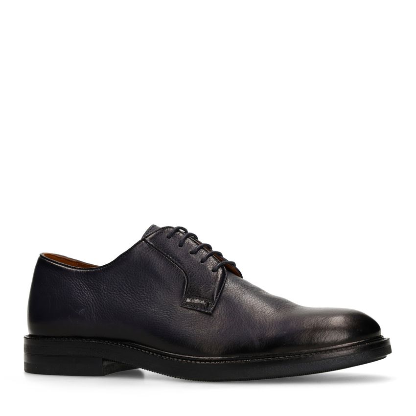 Donkerblauwe leren veterschoenen