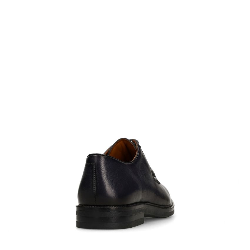 Donkerblauwe leren veterschoenen