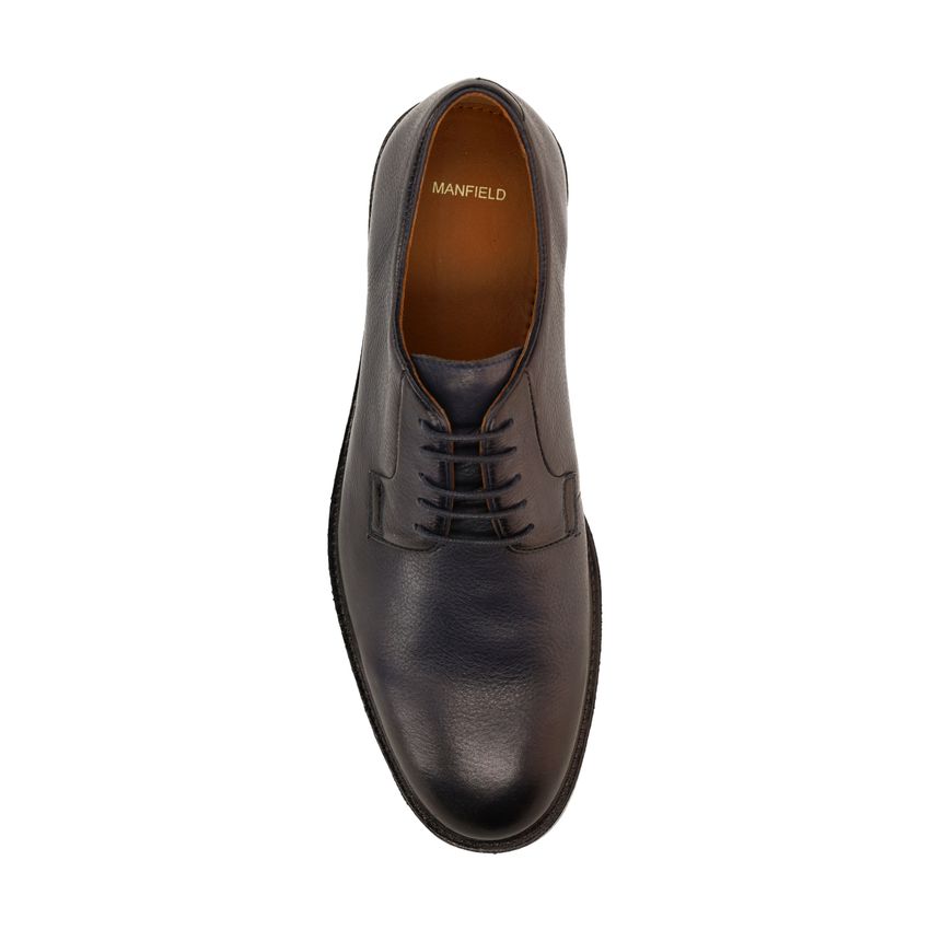 Donkerblauwe leren veterschoenen