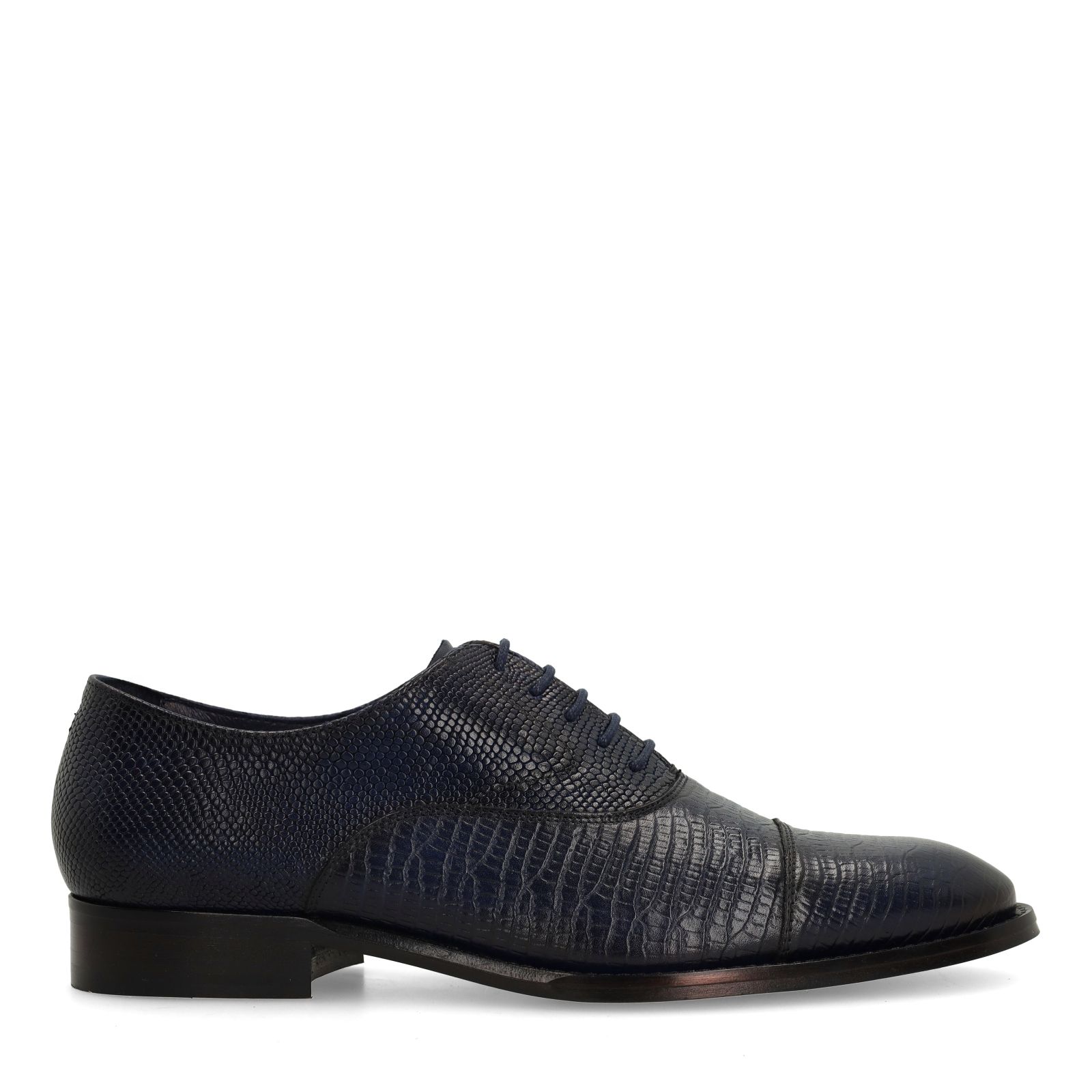 Donkerblauwe leren veterschoenen
