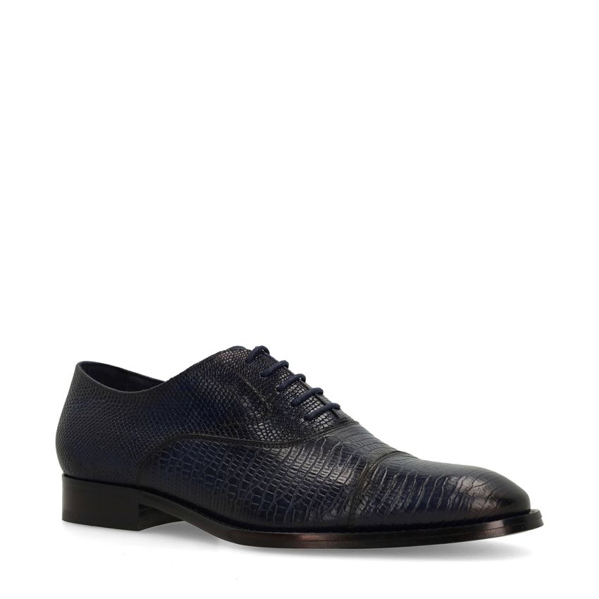 Navy leren veterschoenen