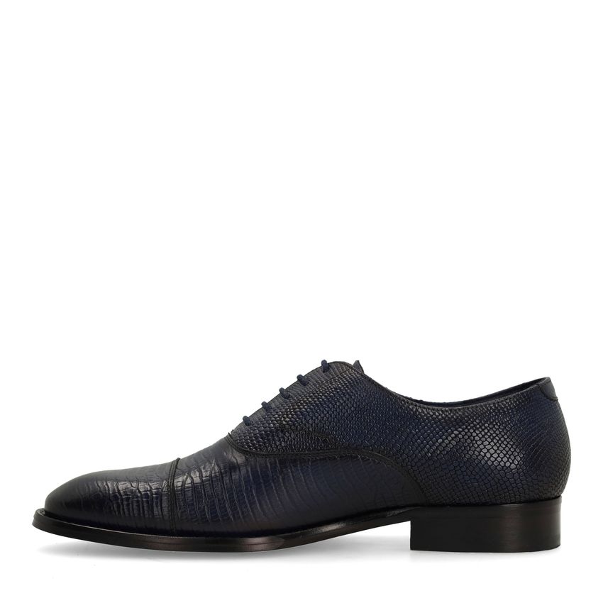 Navy leren veterschoenen
