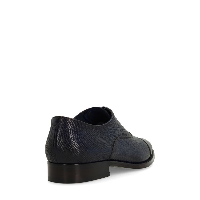 Navy leren veterschoenen