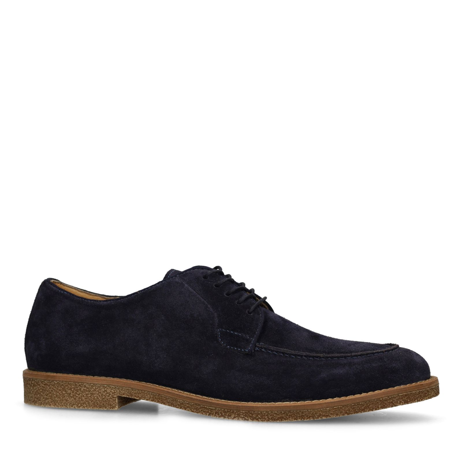 Blauwe suède veterschoenen