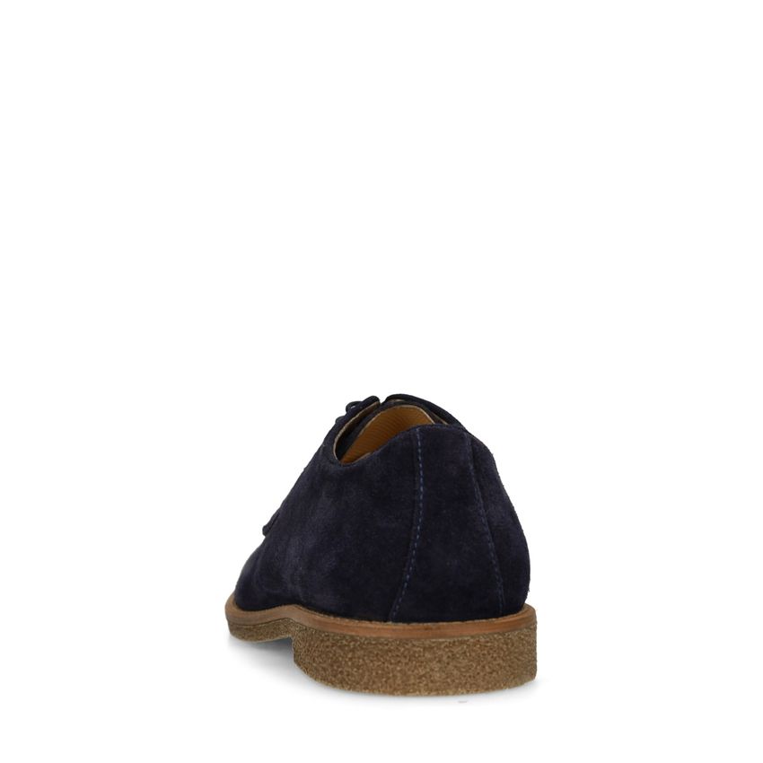 Blaue Veloursleder-Schnürschuhe