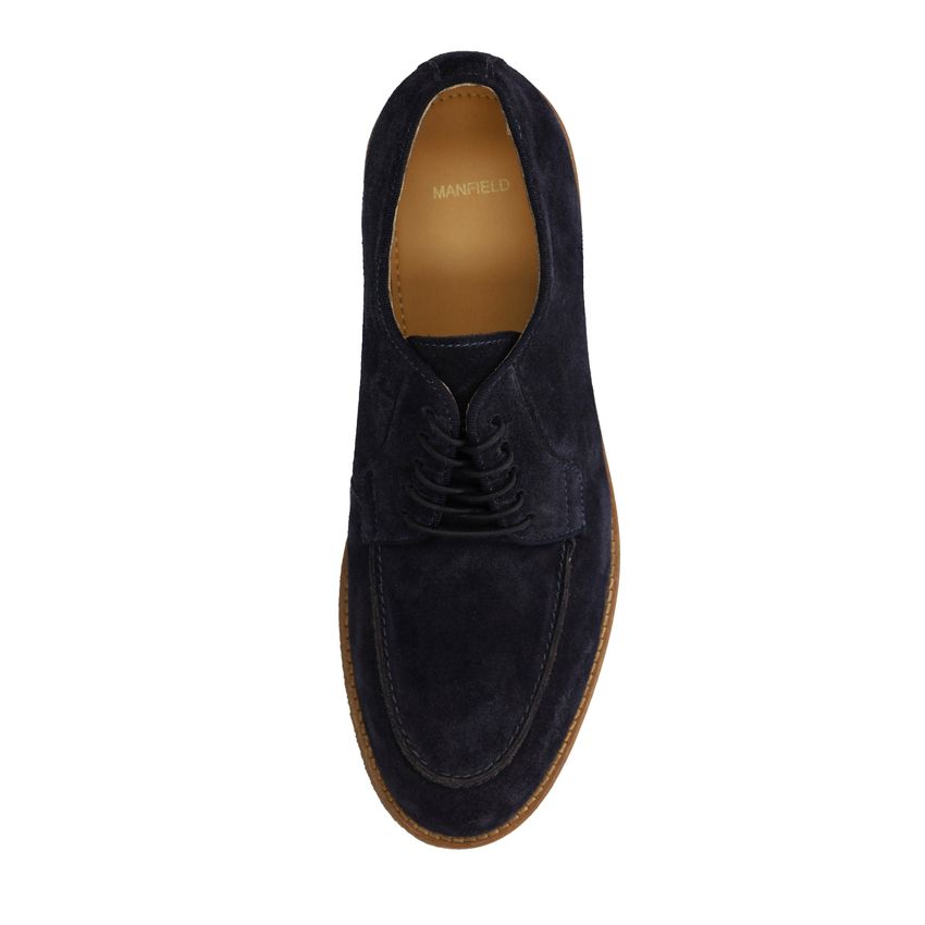 Blaue Veloursleder-Schnürschuhe