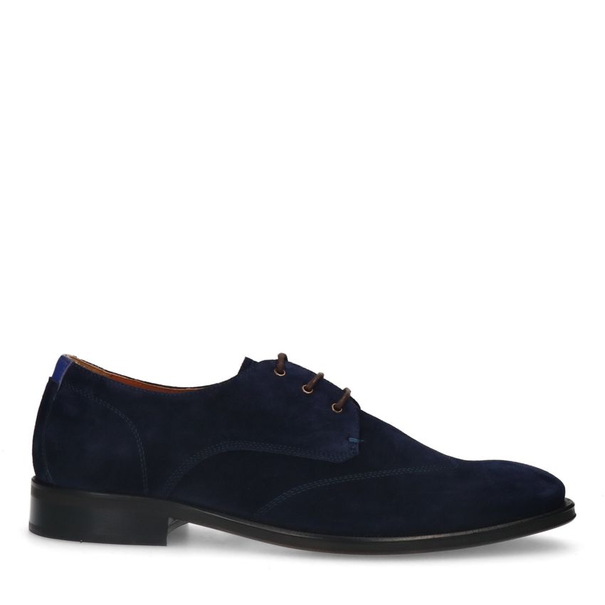 Donkerblauwe suède veterschoenen