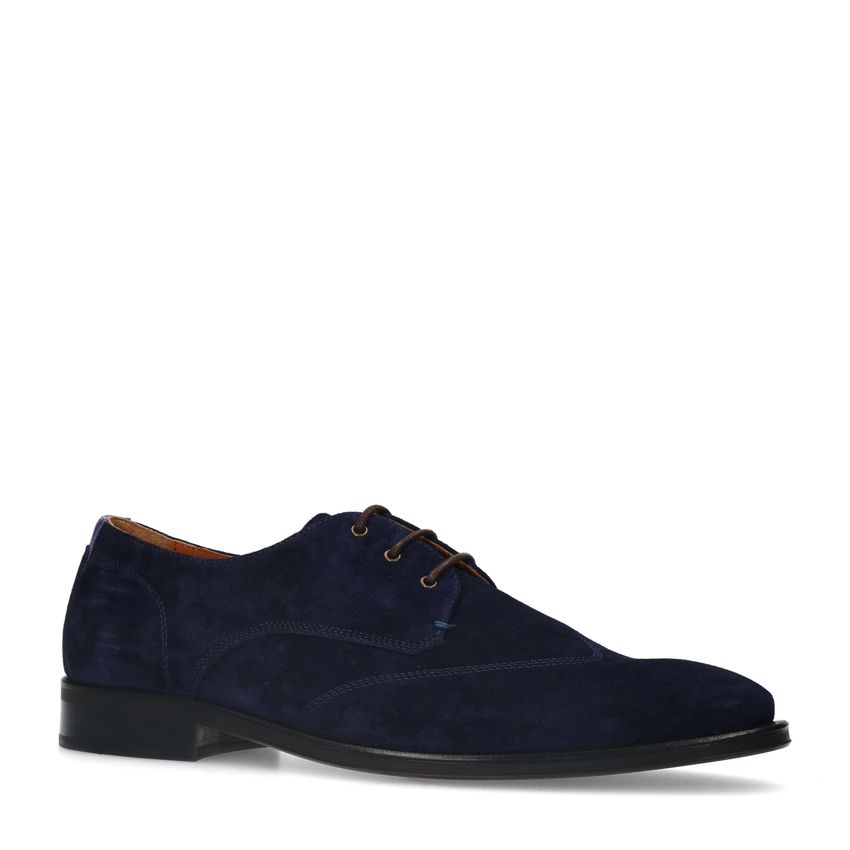 Donkerblauwe suède veterschoenen