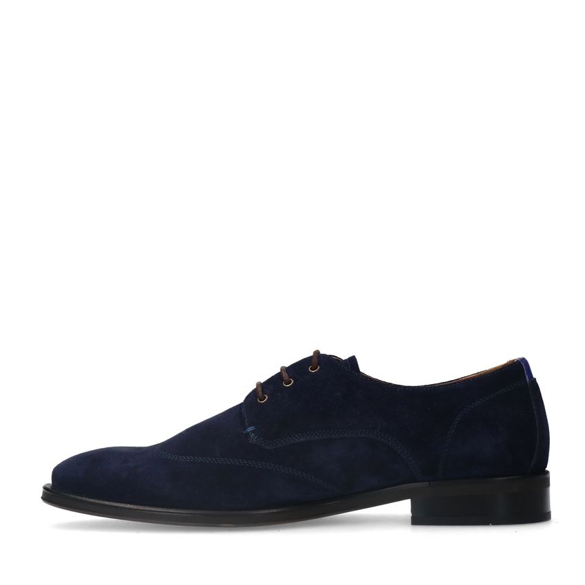 Donkerblauwe suède veterschoenen