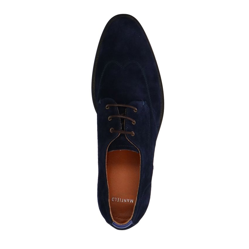 Donkerblauwe suède veterschoenen