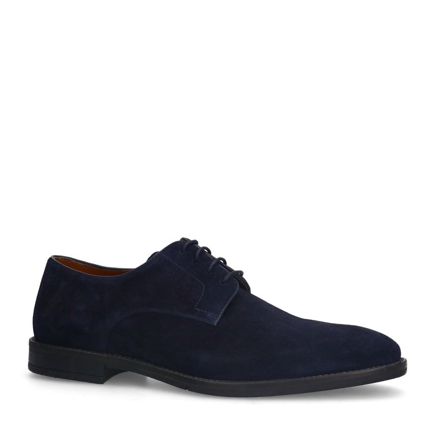 Donkerblauwe suède veterschoenen