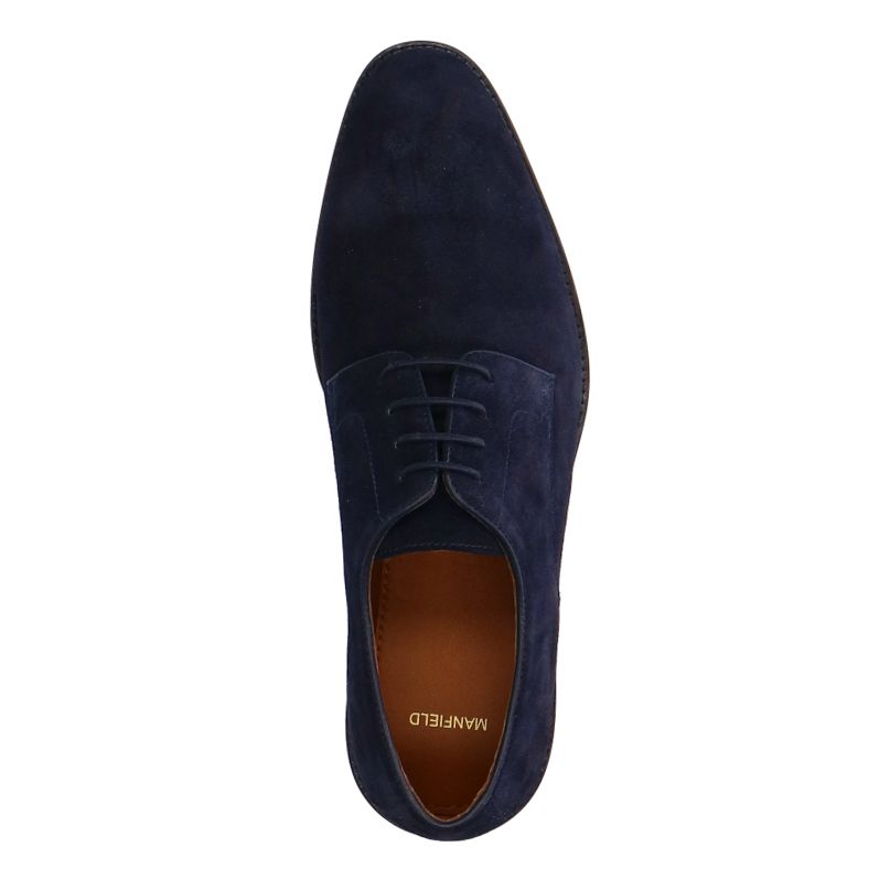 Donkerblauwe suède veterschoenen