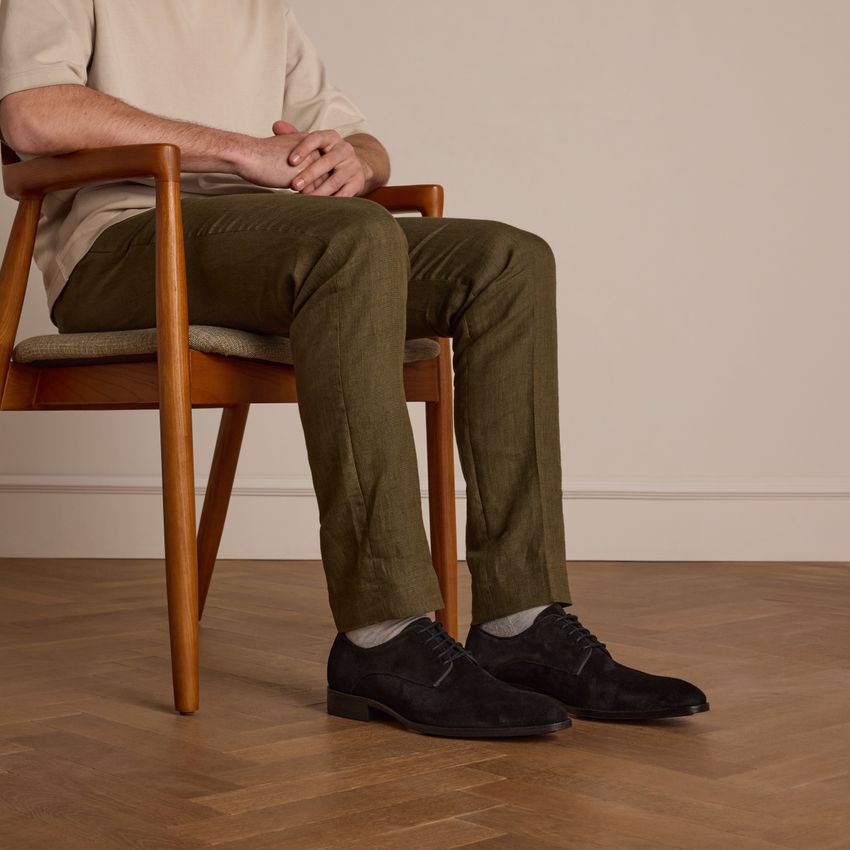 Donkerblauwe suède veterschoenen
