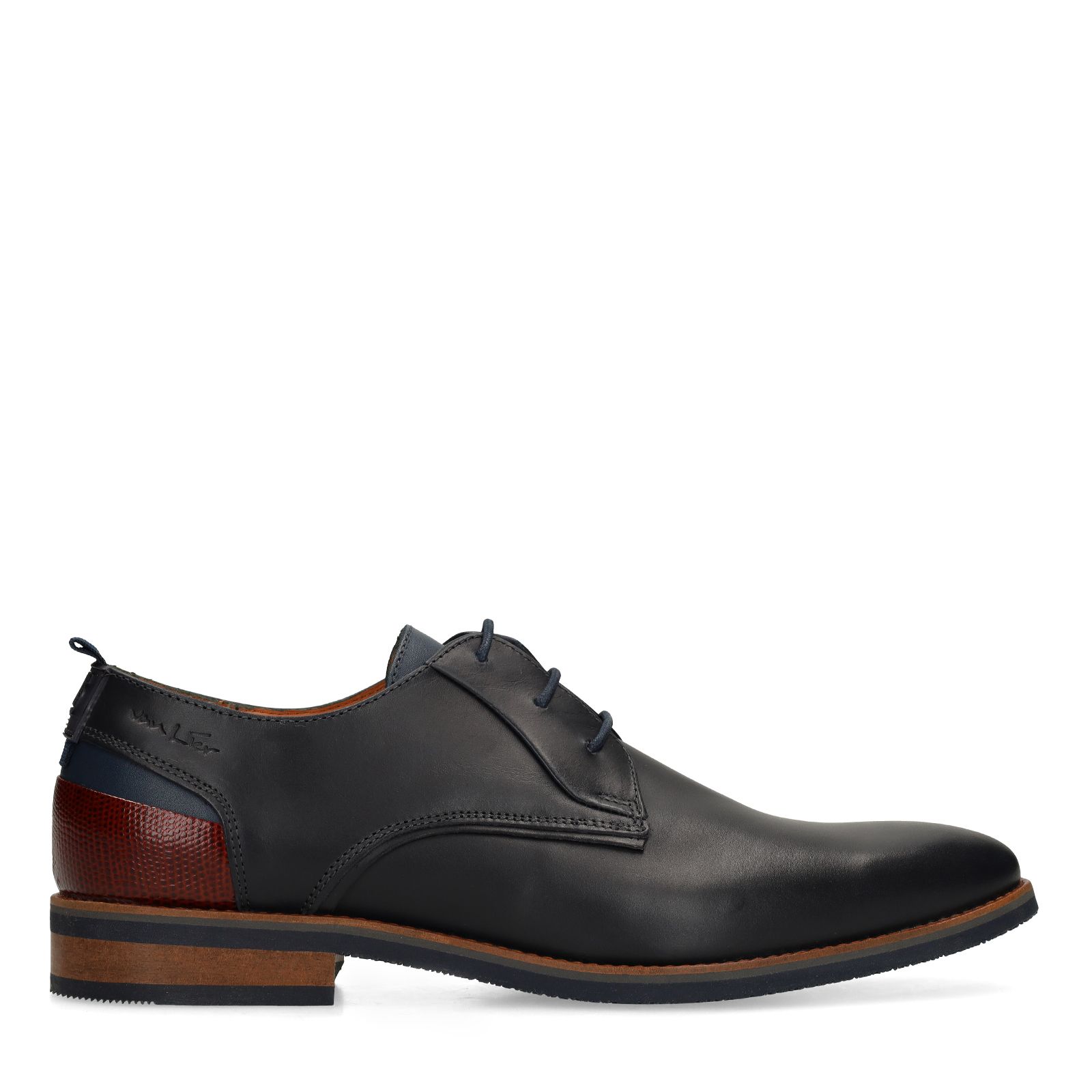 Blauwe Amalfi leren veterschoenen