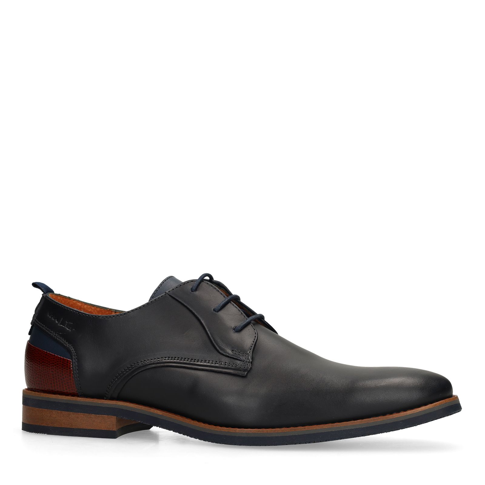 Blauwe Amalfi leren veterschoenen