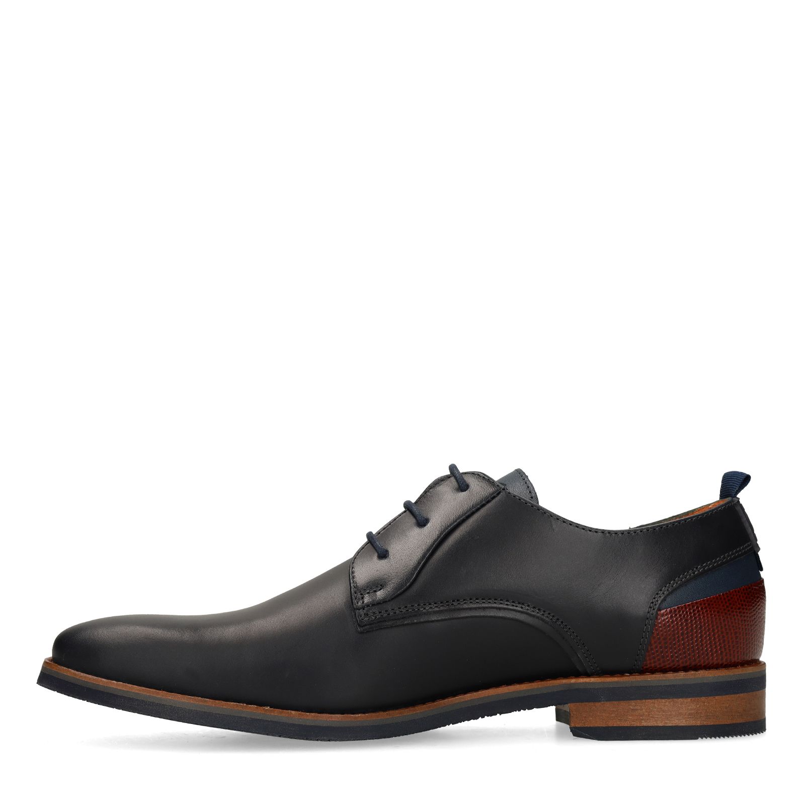 Blauwe Amalfi leren veterschoenen