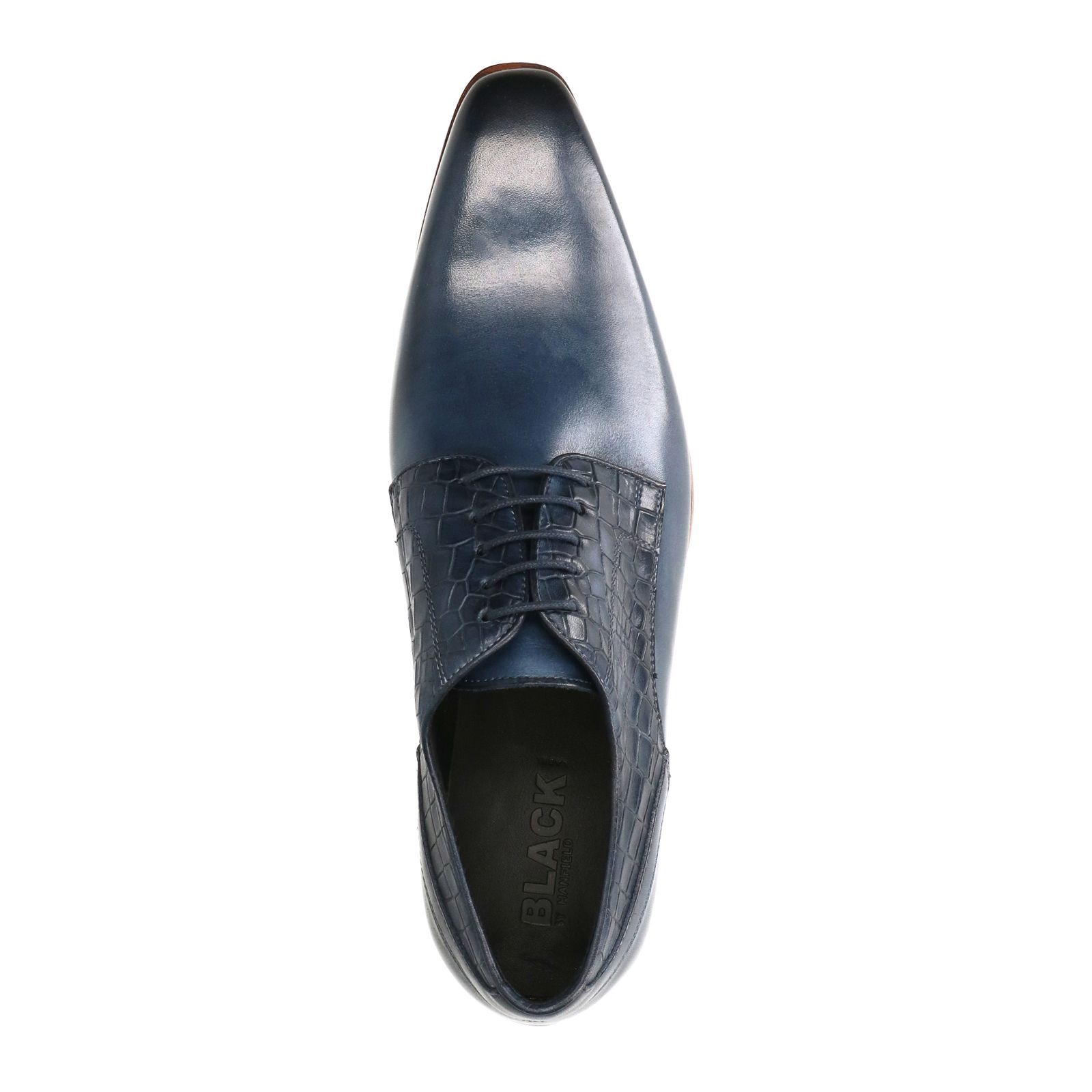Donkerblauwe leren veterschoenen