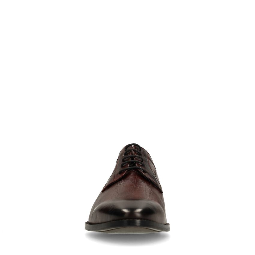 Bordeauxrote Lederschnürschuhe