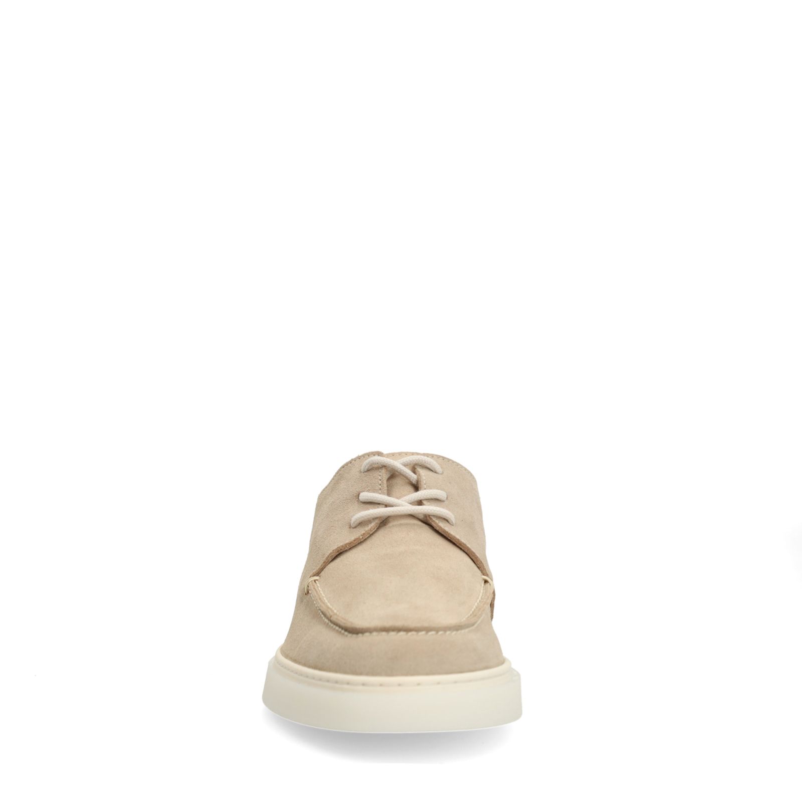 Beigefarbene Schnürboots aus Veloursleder