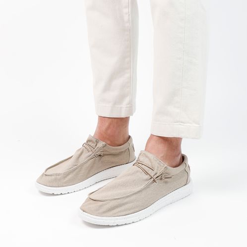 Beige canvas veterschoenen