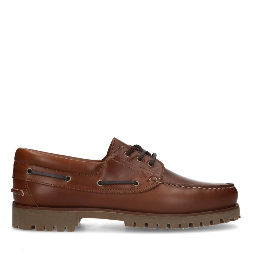 Cognac leren veterschoenen