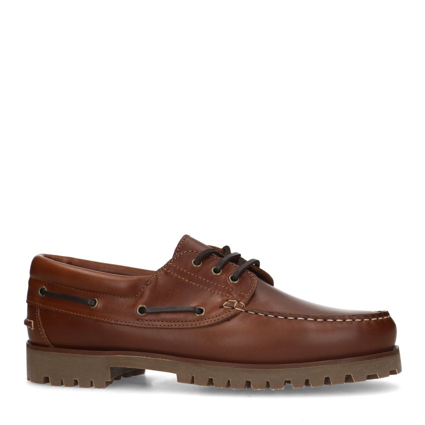 Cognac leren veterschoenen