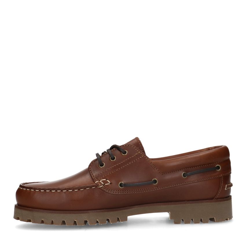 Cognac leren veterschoenen