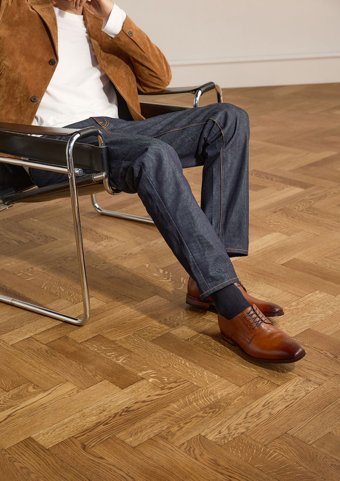 Cognac leren veterschoenen