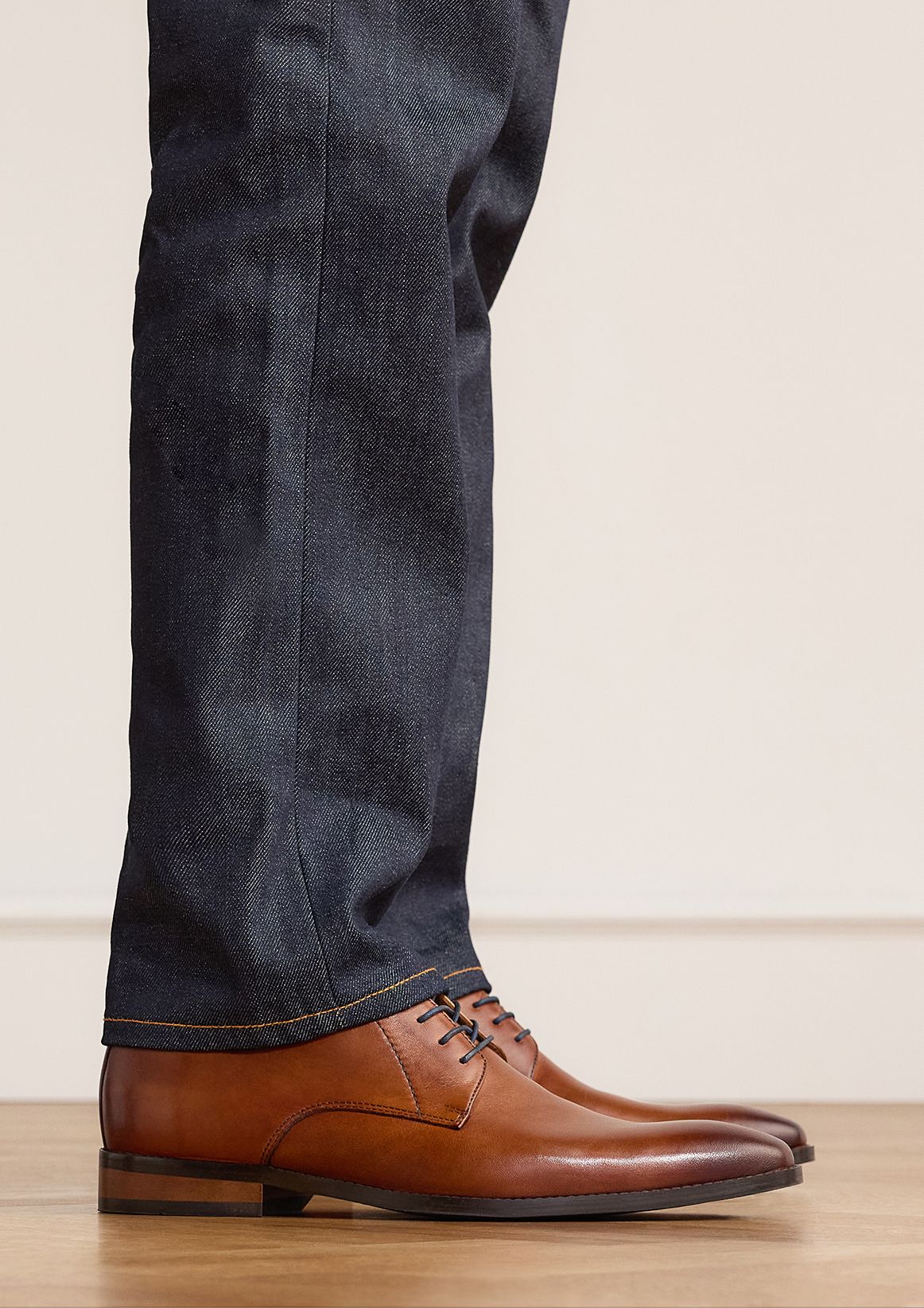 Cognac leren veterschoenen