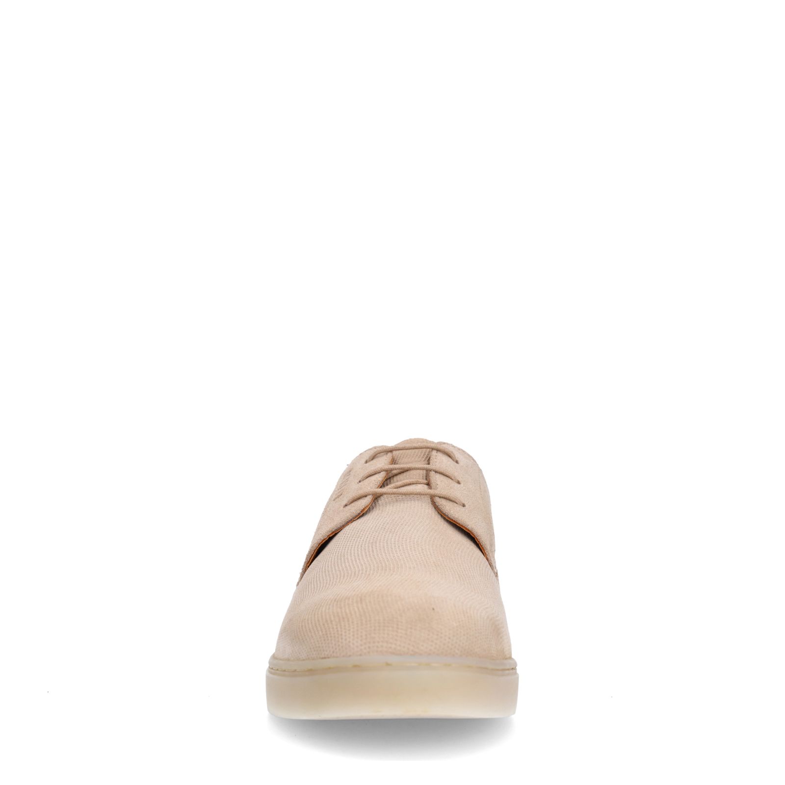 Taupe suède veterschoenen met bruine details