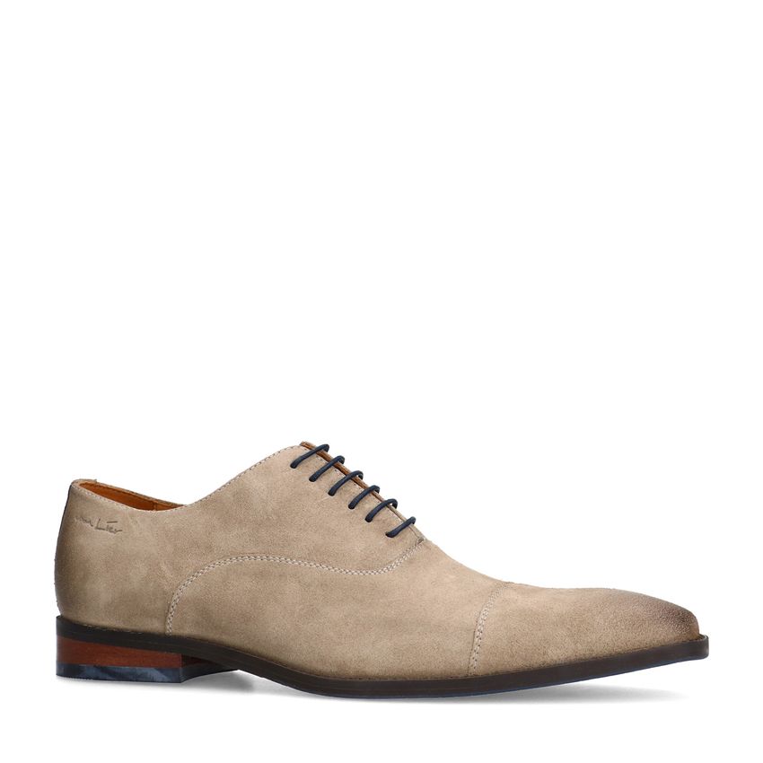 Taupefarbene Veloursleder-Schnürschuhe