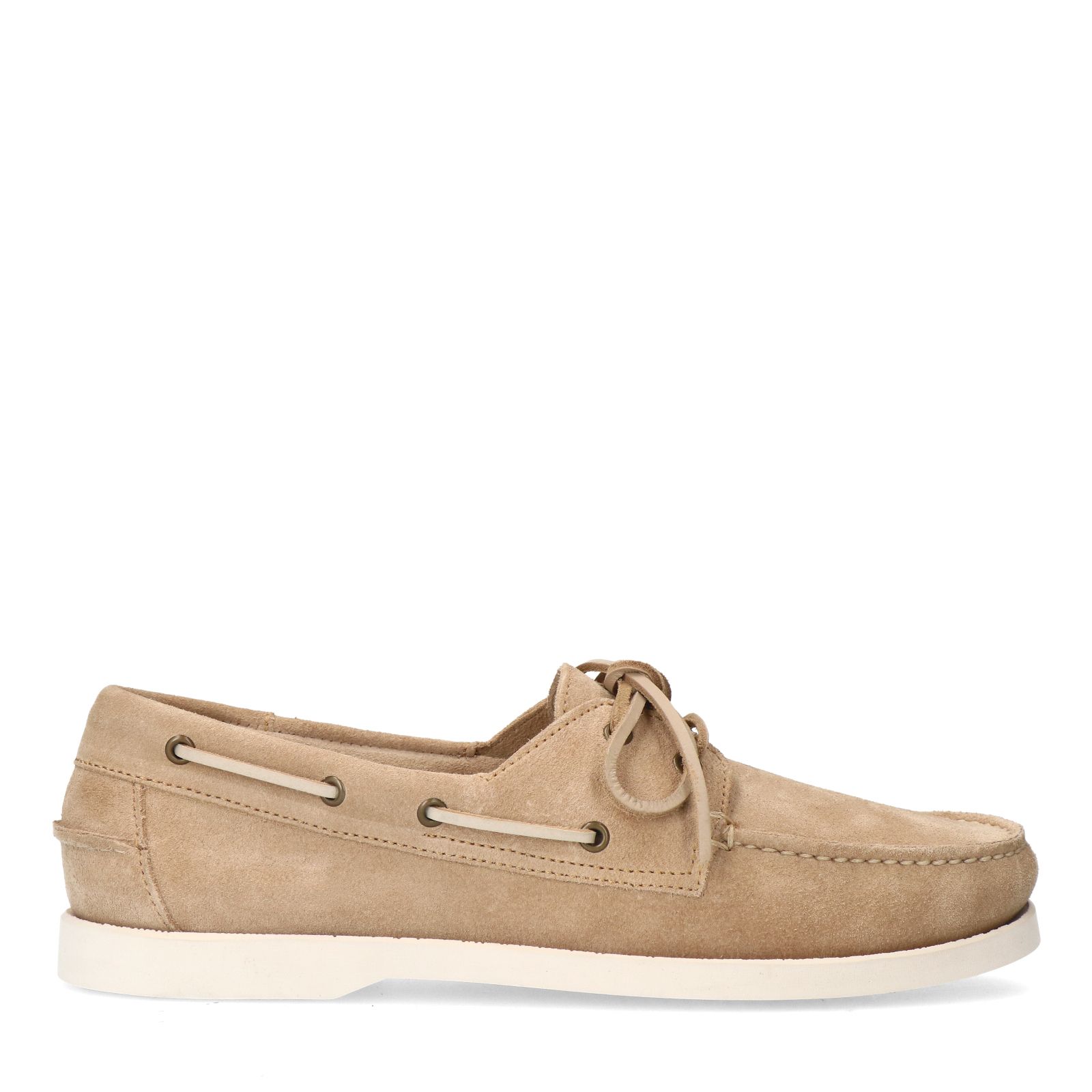 Beigefarbene Veloursleder-Boat shoes